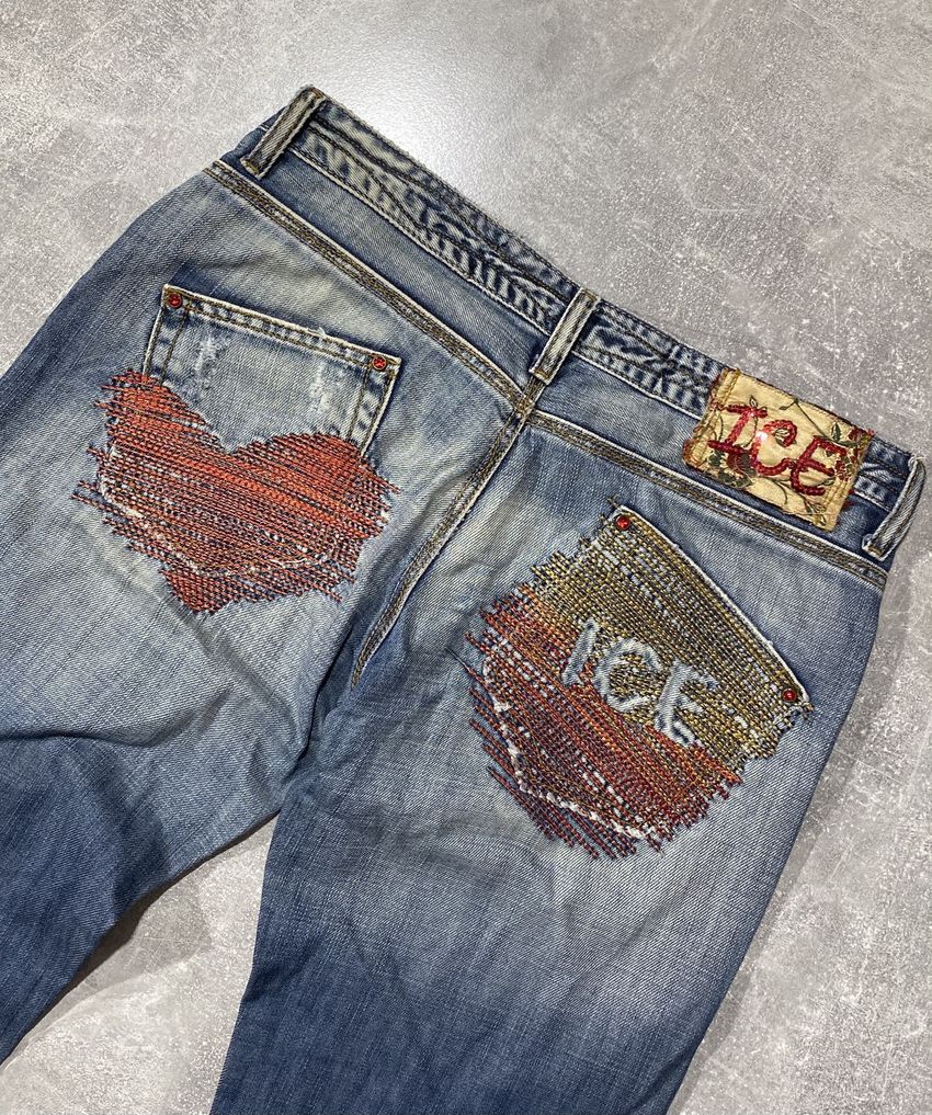 Iceberg Vintage Y2K ICEBERG Jeans Heart pocket embroidered logo Size 31" - 5 Thumbnail