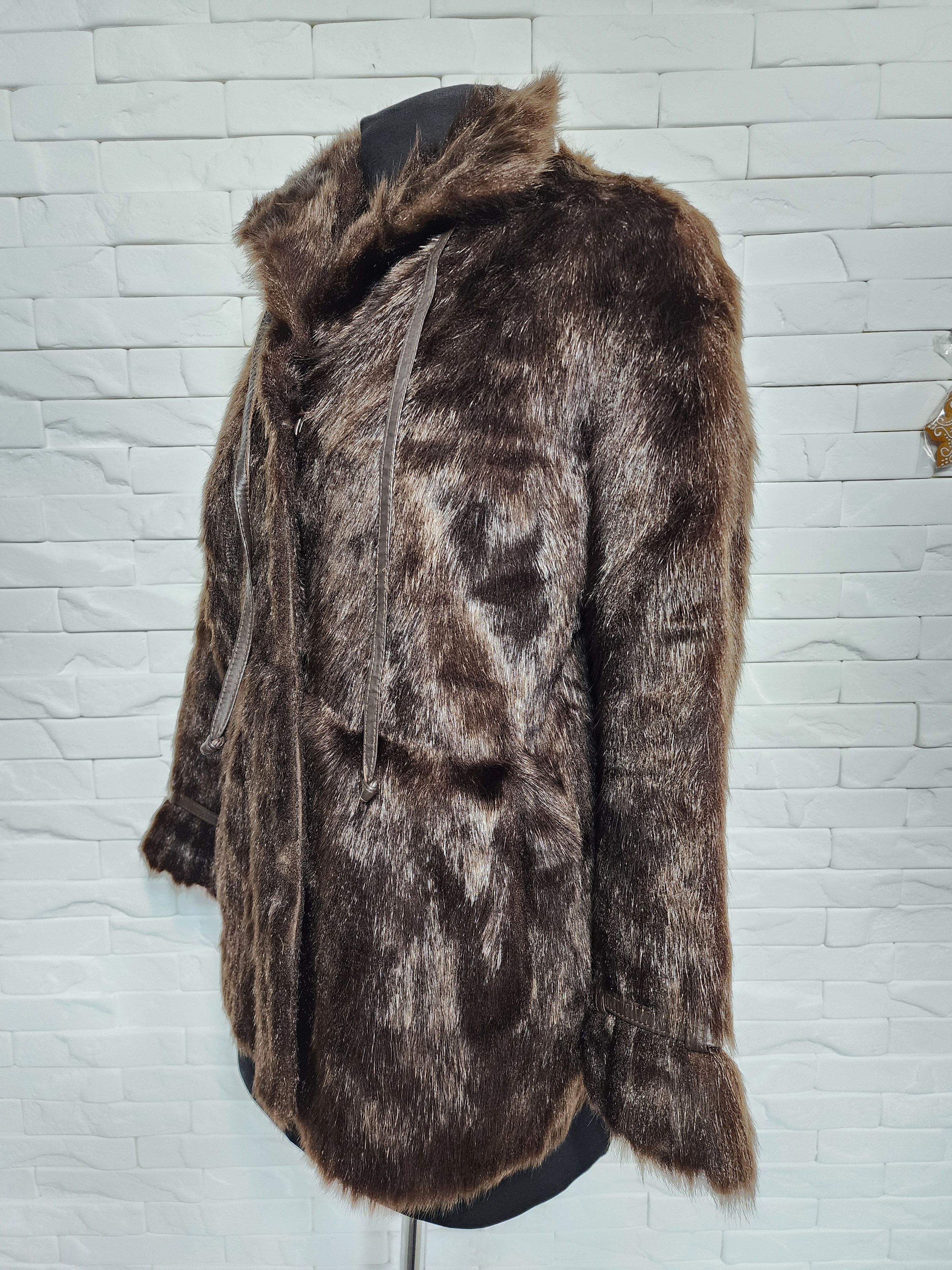Furla Warm Brown Women's Fur Coat. Size L / US 10 / IT 46 - 2 Thumbnail