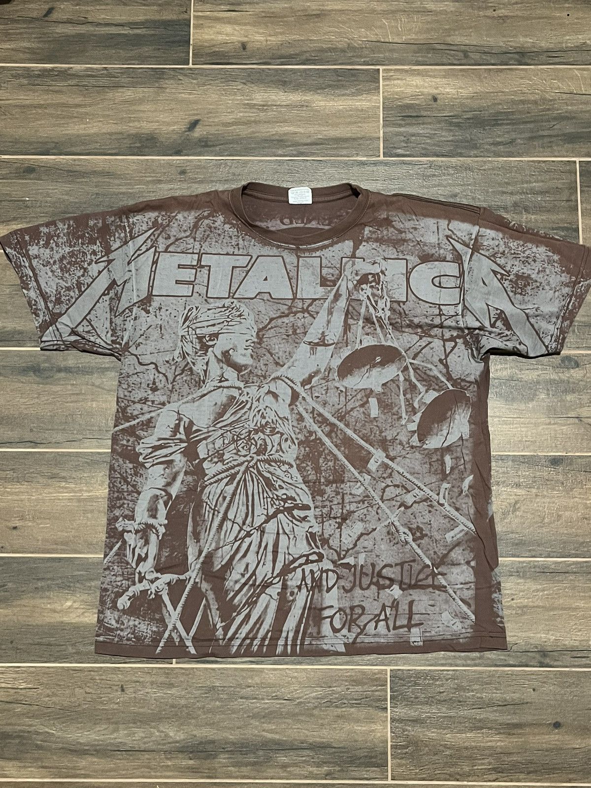 Band Tees × Vintage Vintage 90s Metallica Justice For All AOP Rare Tee Size US XL / EU 56 / 4 - 1 Thumbnail
