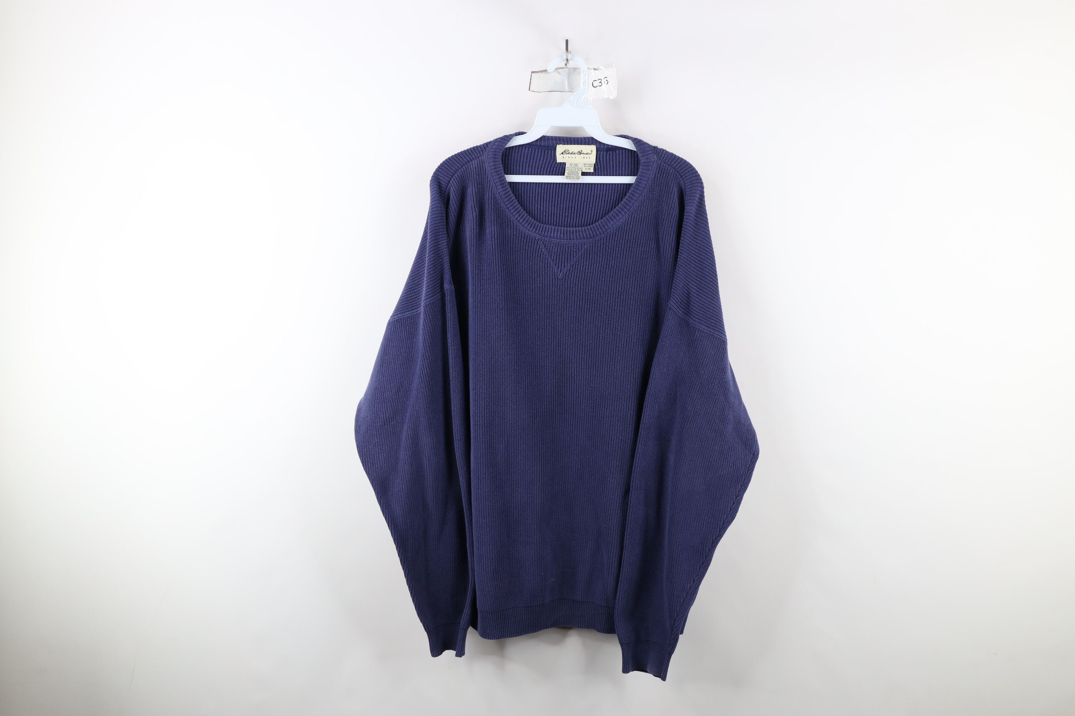 Eddie Bauer × Vintage Vintage 90s Eddie Bauer Cotton Ribbed Knit Crewneck Sweater Size US L / EU 52-54 / 3 - 1 Thumbnail