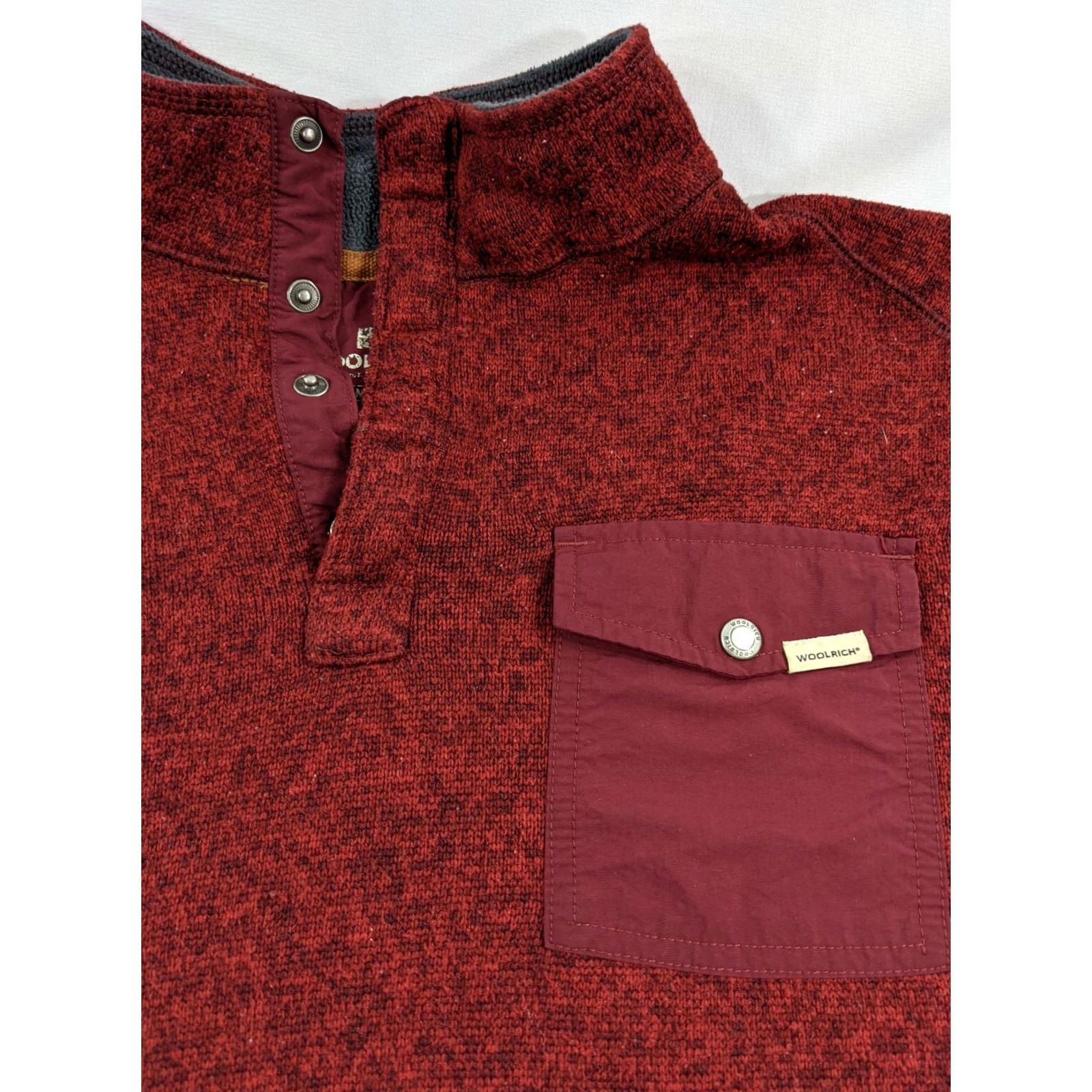 Vintage Woolrich 1/4 Button Up Fleece Synchilla Pullover Red Men's M Shirt Feb 1980s (Pre-owned) Size US M / EU 48-50 / 2 - 2 Thumbnail