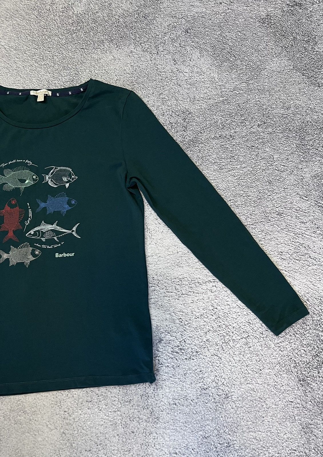 Barbour Barbour Bay Women’s Long Sleeve Top Fish Print Dark Green M Size M / US 6-8 / IT 42-44 - 5 Thumbnail