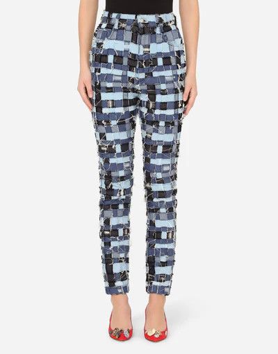 Dolce & Gabbana o1y0825 Checked Denim Pant in Multicolor Size 26" / US 2 / IT 38 - 2 Thumbnail