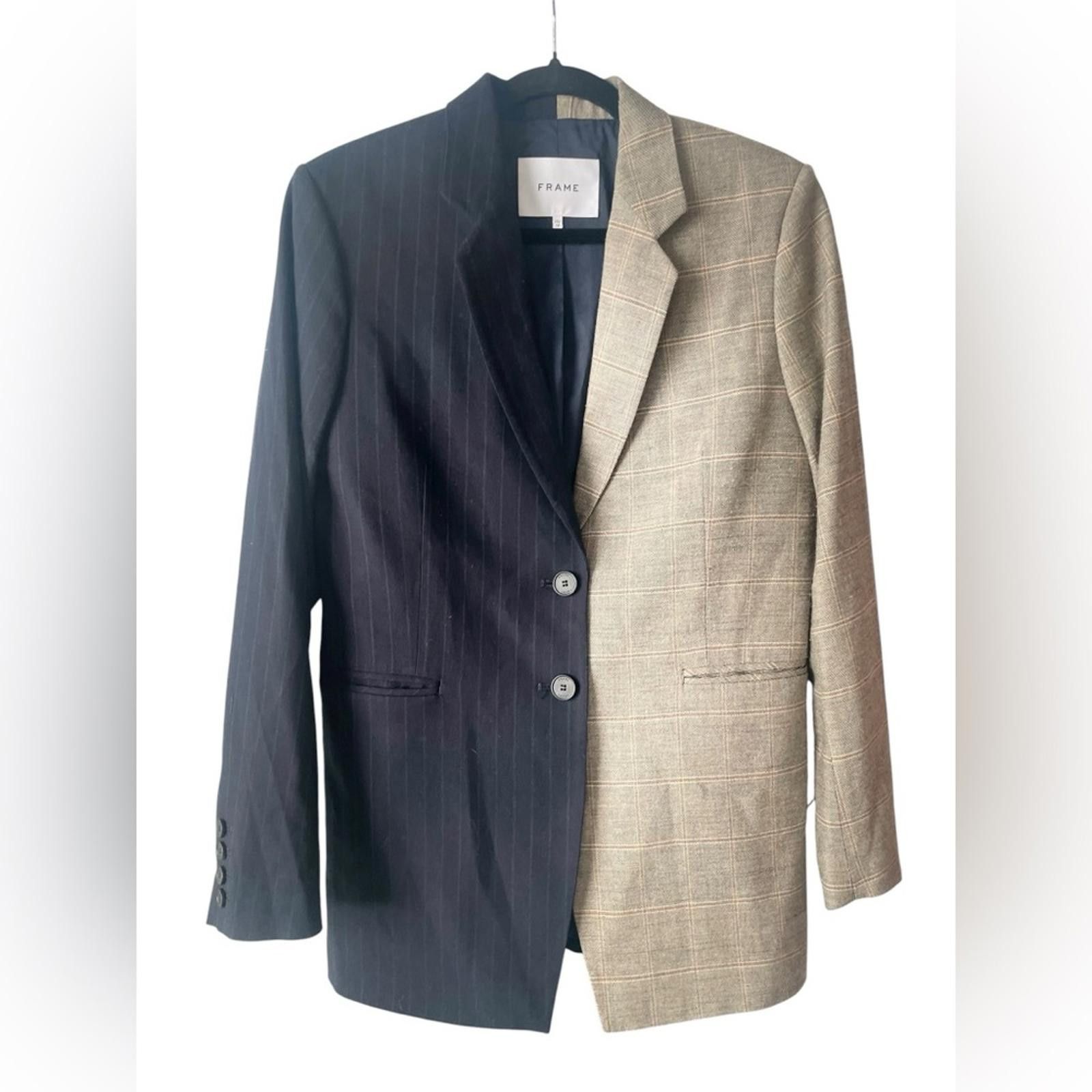 Frame FRAME Le Mix Oversized Blazer — Size XS — NWOT Size XS / US 0-2 / IT 36-38 - 2 Thumbnail