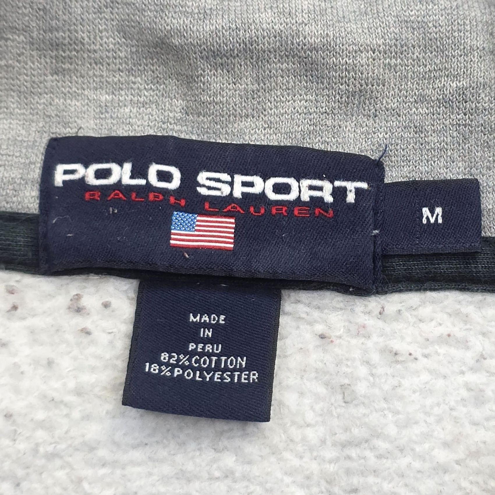 Vintage Polo Sport Ralph Lauren Sweater Men's Medium Gray 1/4 Zip Flag Spellout Size US M / EU 48-50 / 2 - 7 Thumbnail