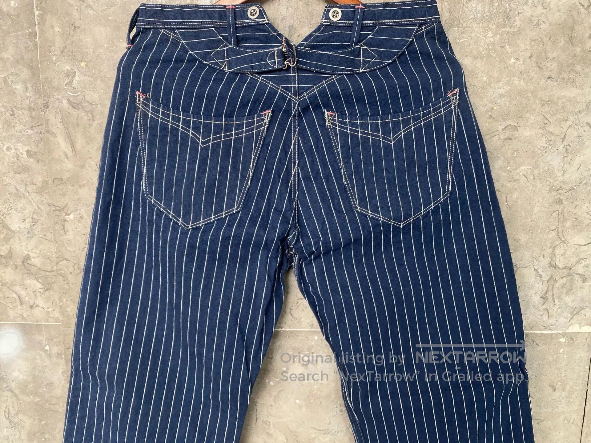 &SONS Gypsy&sons Indigo Striped Loose Cargo Pants. Size US 37 - 5 Thumbnail