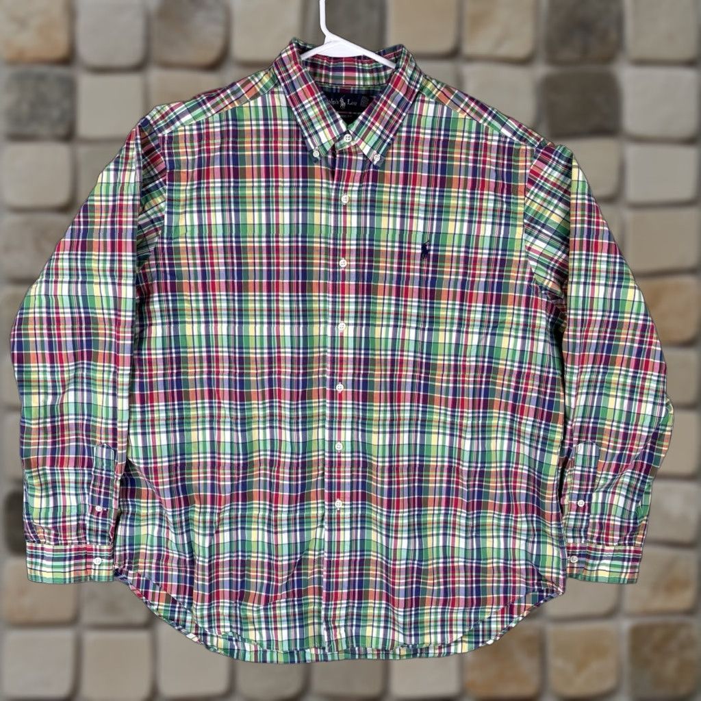 Polo Ralph Lauren Ralph Lauren Polo Oxford Shirt Men 2XL Madras Plaid Long Sleeve Blue Pony Preppy Shirt Size US XXL / EU 58 / 5 - 1 Thumbnail