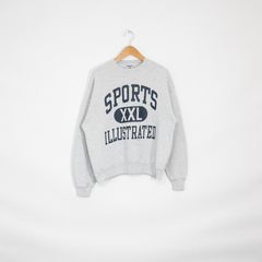 Vintage 90s Sports XXL Illustrated Sweatshirt Sports Crewneck Sports  Illustrated Sweater Pullover Sports Illustrated Print Logo Grey Large