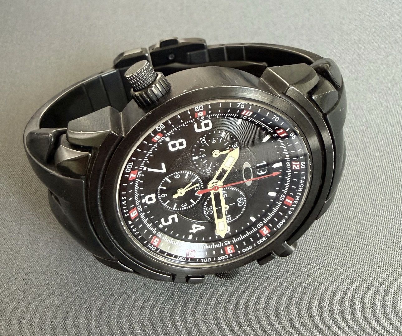Oakley 🇨🇭OAKLEY 12 GAUGE WATCH Stealth Stainless Swiss Chronograph Size ONE SIZE - 2 Thumbnail