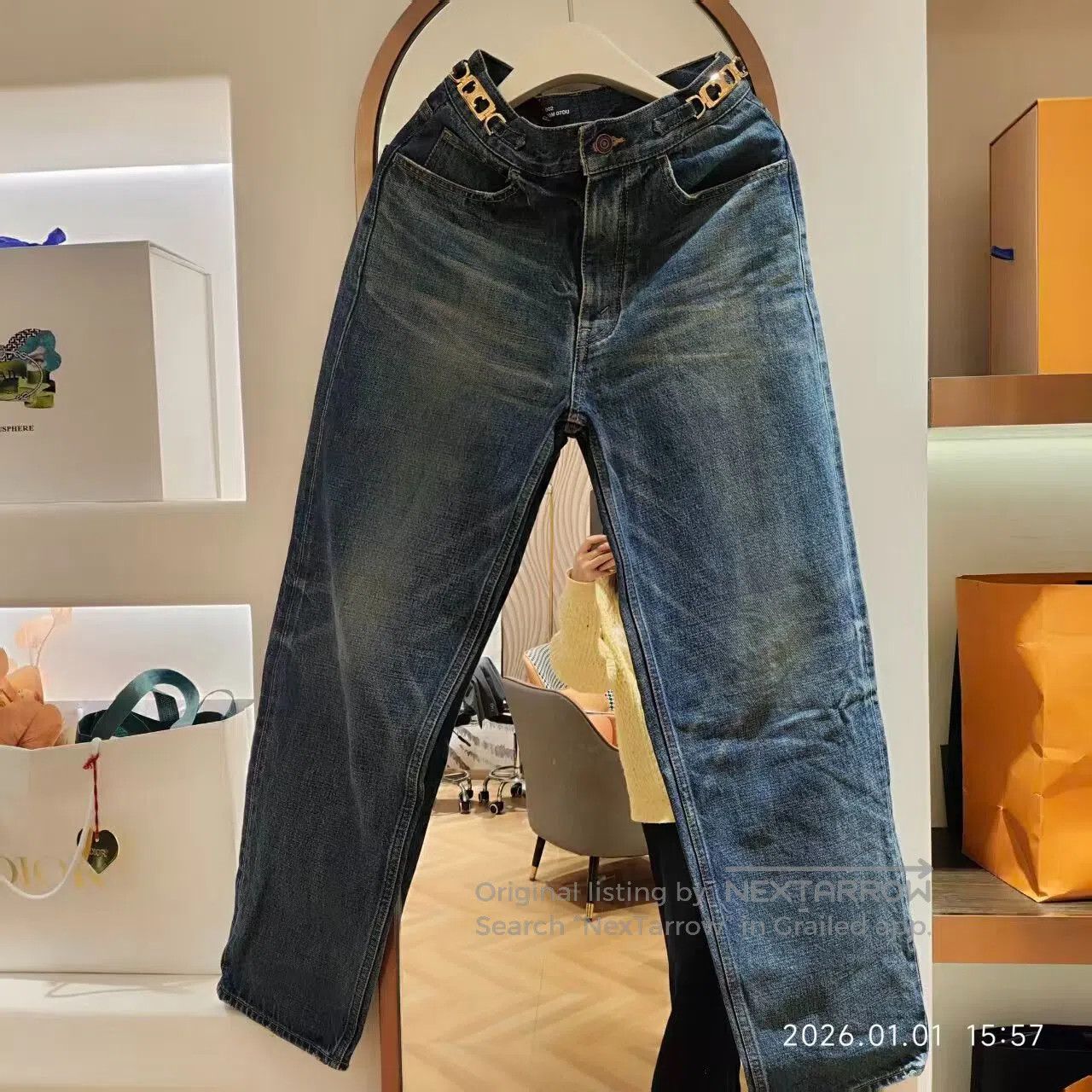 Celine CELINE Metal扣Dened Denim Jeans| Size US 28 / EU 44 - 1 Thumbnail