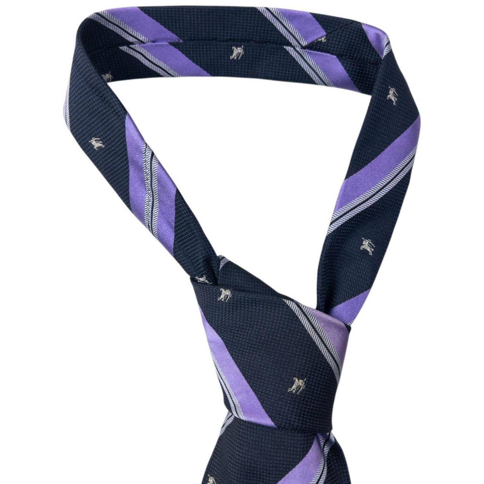 Burberry Vintage 2000s Burberry Striped Monogram Silk Tie Size ONE SIZE - 2 Thumbnail