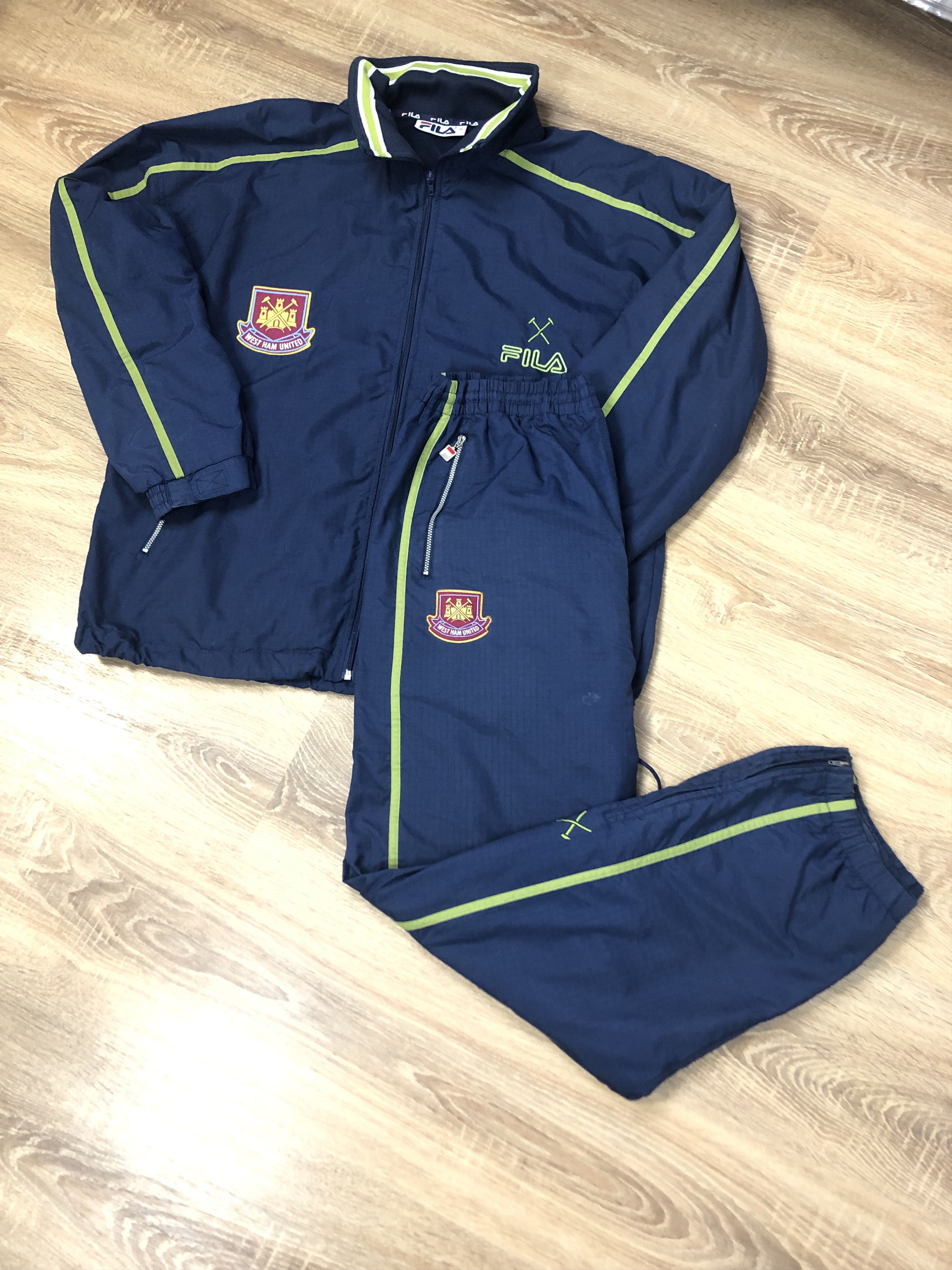 image of Fila Vintage West Ham Football Suit Jacket Pants Track Top, Men's (Size XL)
