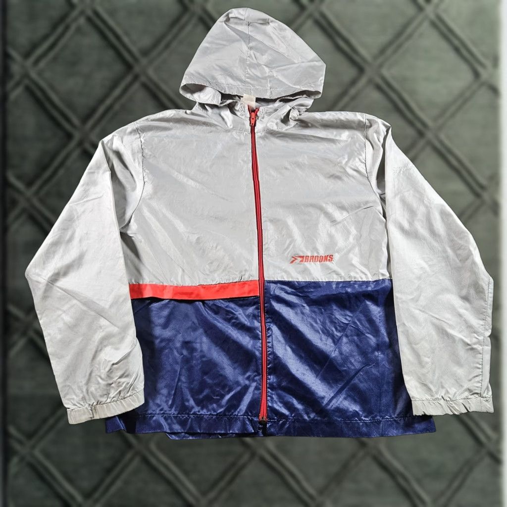 Brooks Brooks Jacket Mens L Gray Blue Nylon Hooded Windbreaker Full Zip Running & Jogging Size US L / EU 52-54 / 3 - 1 Thumbnail
