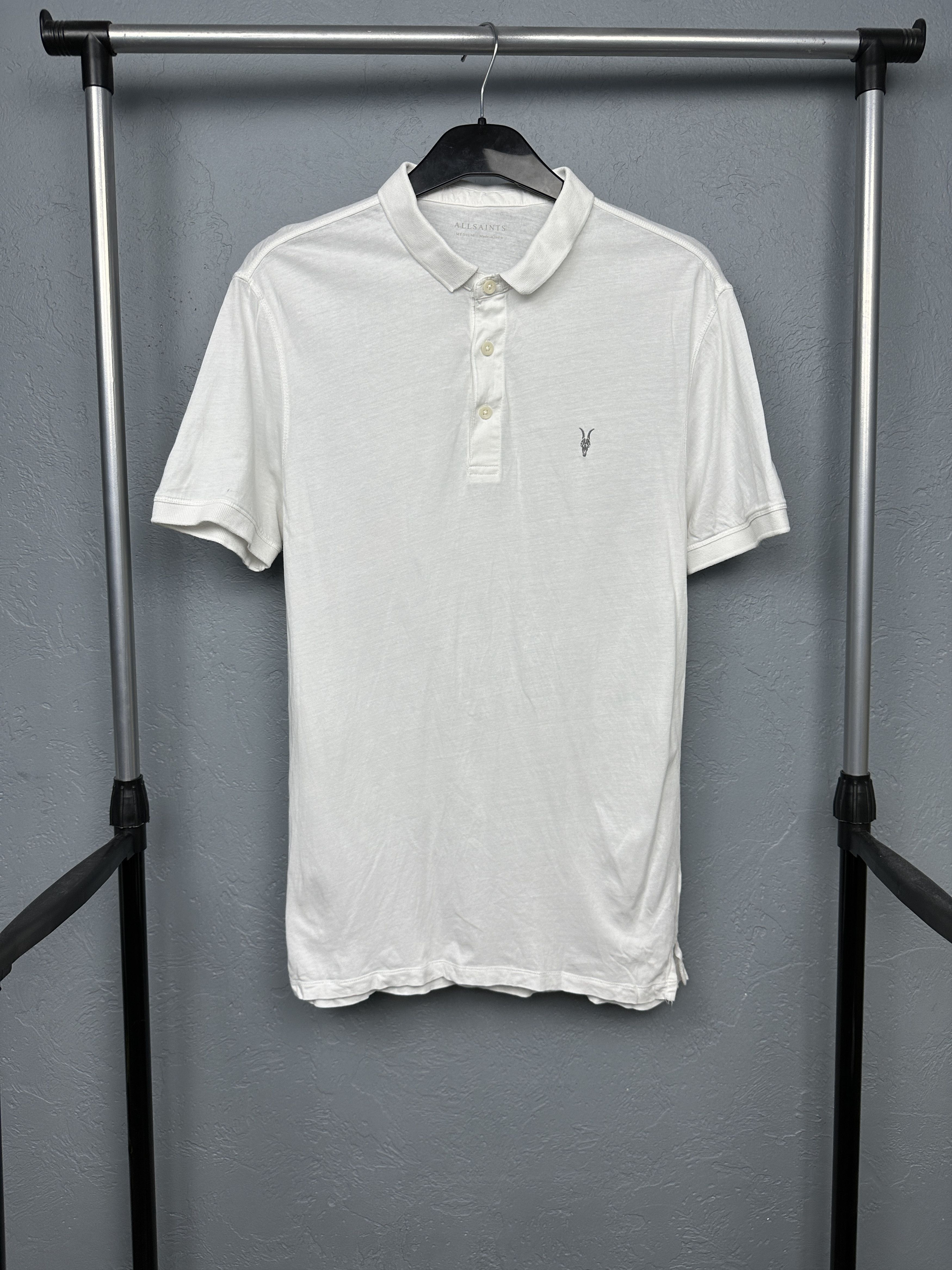 Allsaints Allsaints Vintage Mens Vidal White Polo Shirt Size US M / EU 48-50 / 2 - 1 Thumbnail