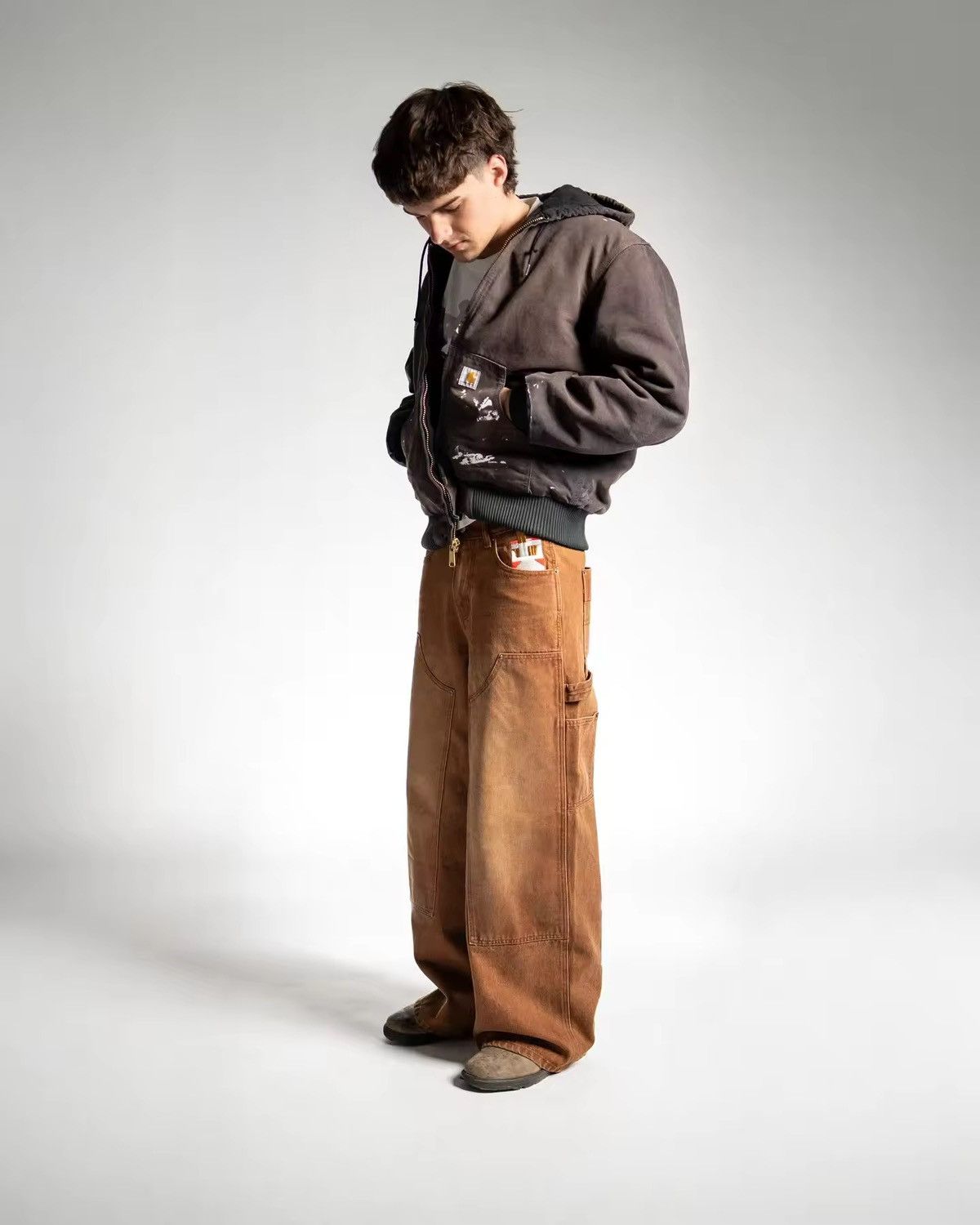 Other Brown wide leg carpenter jeans with embroidered patch Size US 32 / EU 48 - 4 Thumbnail