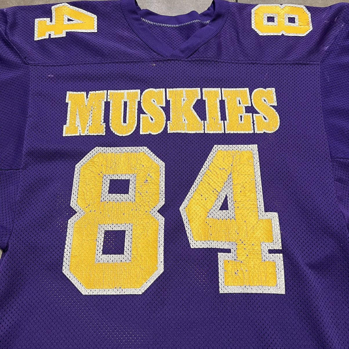 Vintage Vintage 80s Mesh Football Jersey Cropped Purple Muskies USA Size US S / EU 44-46 / 1 - 3 Thumbnail