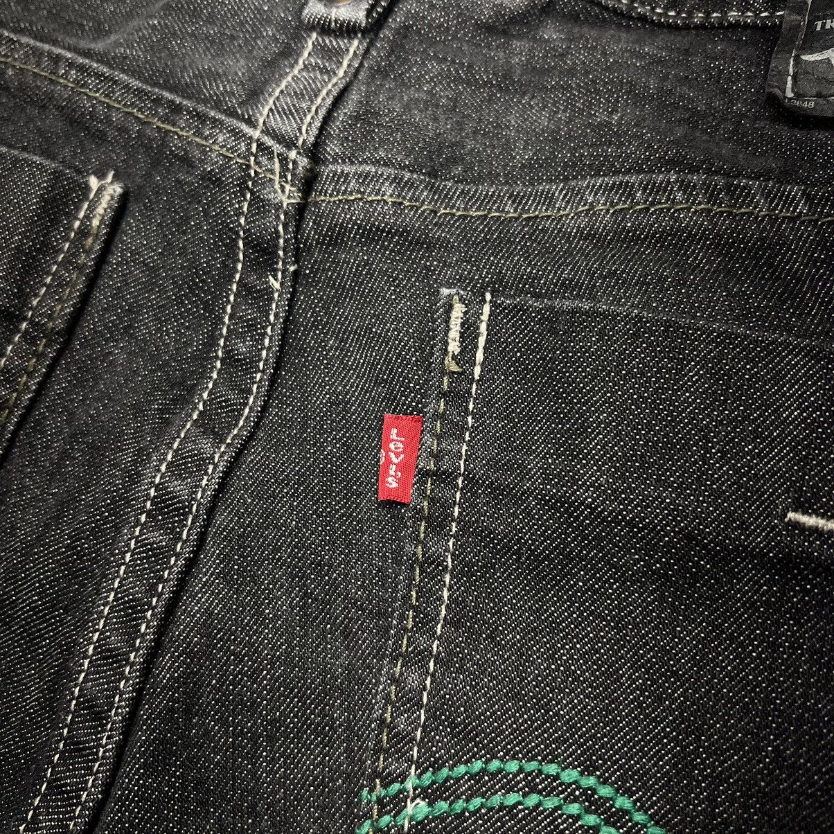 Levi's Levis Slim Straight Jeans Black Green Stitch Pockets Denim Size US 33 - 15 Thumbnail