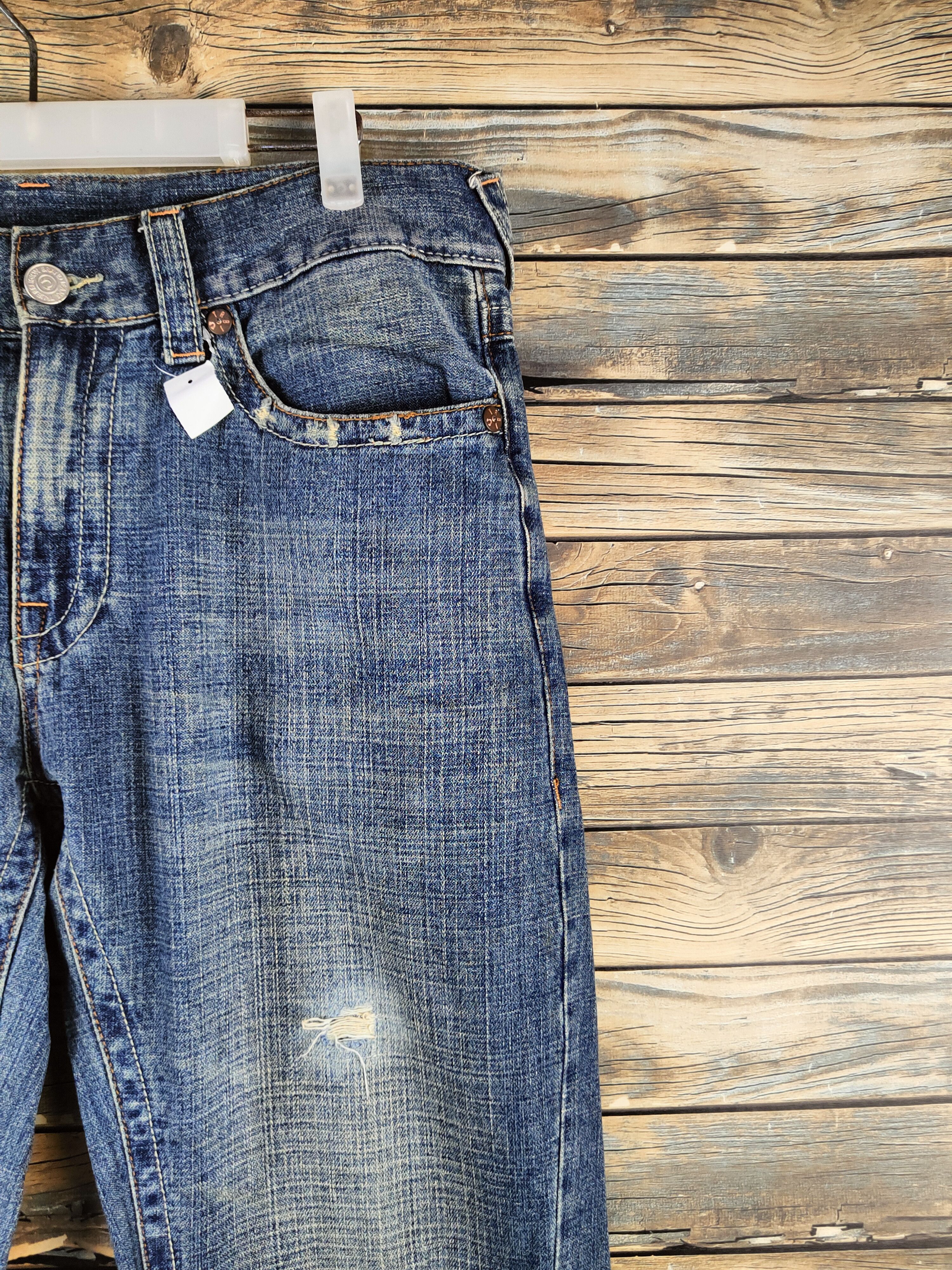 True Religion DL True Religion Blue Distressed Ripped Jeans #46-888 Size US 34 / EU 50 - 5 Thumbnail