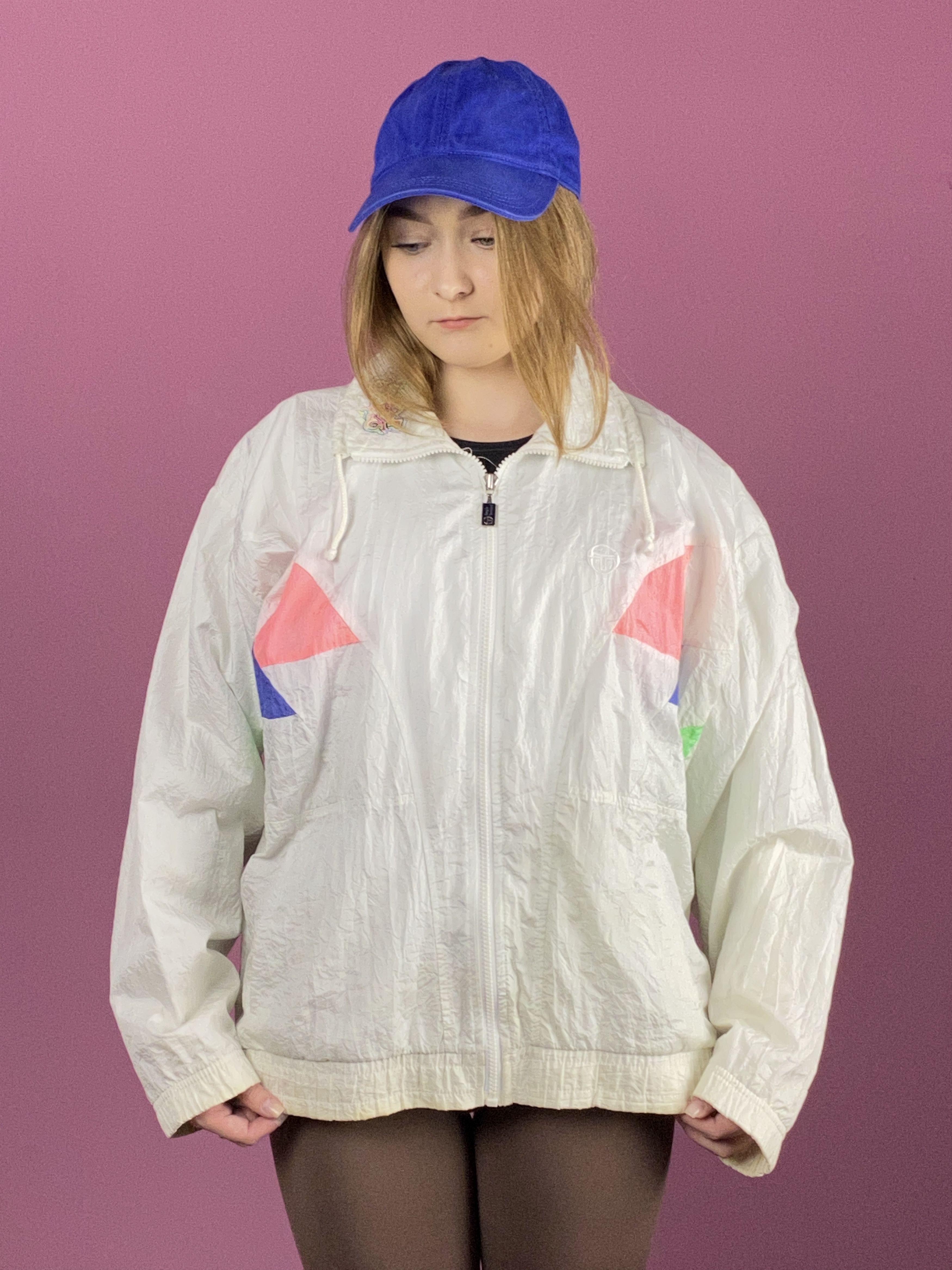 Sergio Tacchini × Vintage 90s Sergio Tacchini Women's Windbreaker Jacket - L Size L / US 10 / IT 46 - 1 Thumbnail