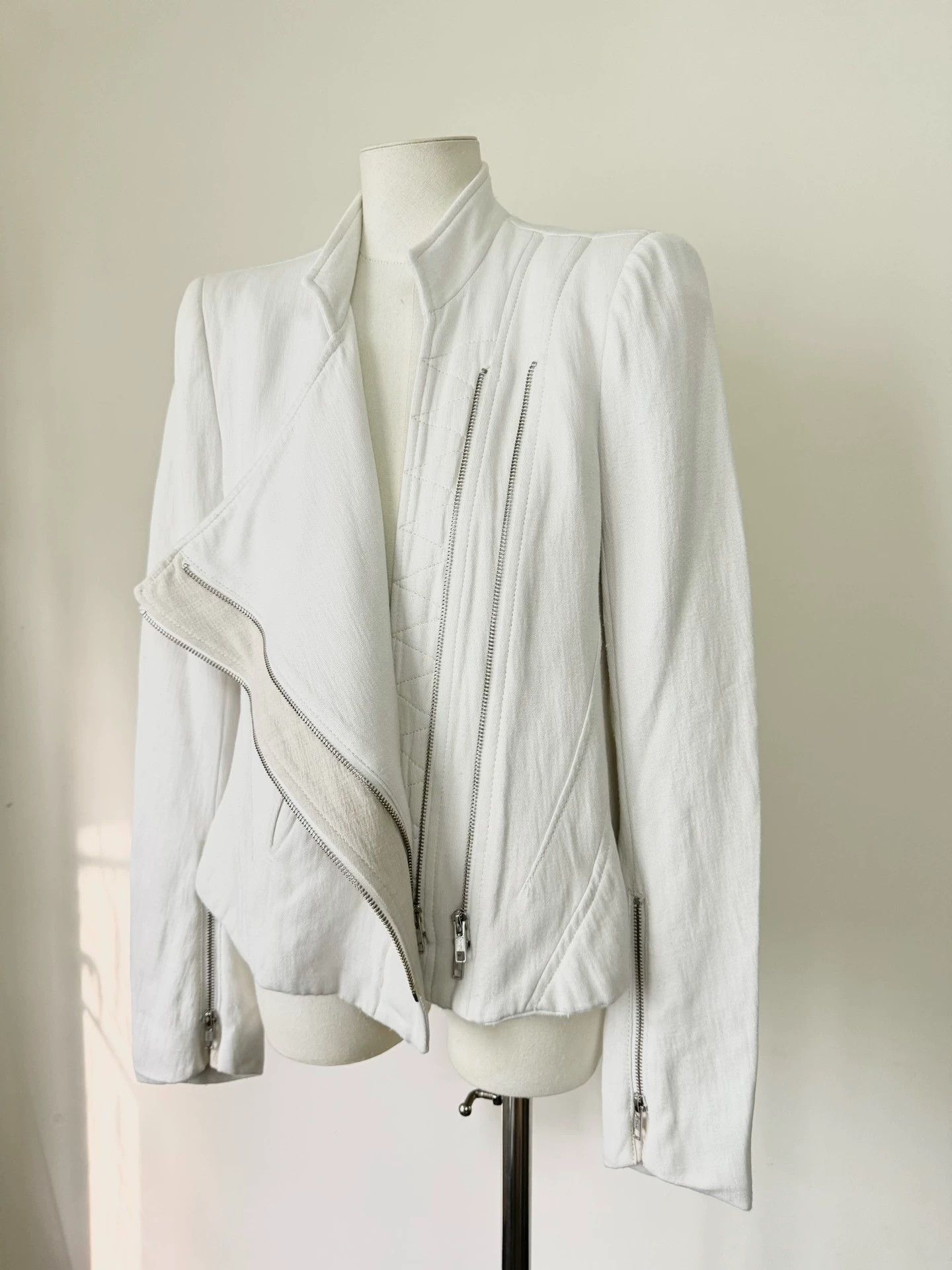 Ann Demeulemeester Ann Demeulemeester 03SS White Double-Zip Short Jacket 38 Size XS / US 0-2 / IT 36-38 - 2 Thumbnail