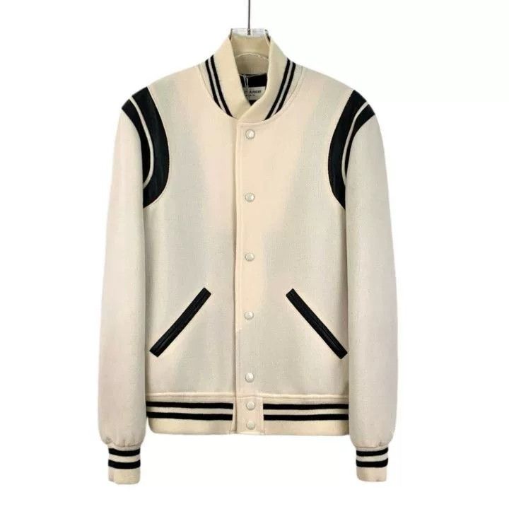 Saint Laurent Paris YSL Beige Striped Wool Jacket Size US S / EU 44-46 / 1 - 1 Thumbnail