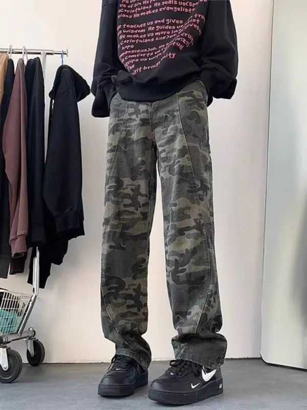 VIBE Camouflage High Street Vintage Loose Jeans Size US 32 / EU 48 - 3 Thumbnail