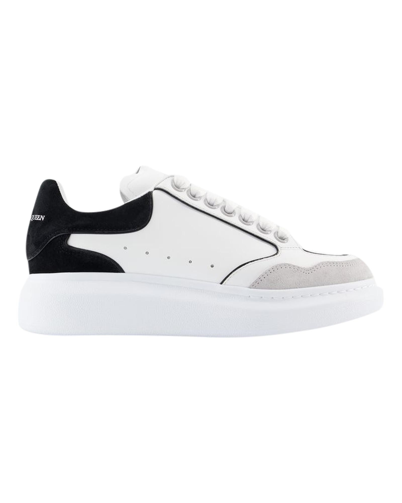 image of Alexander Mcqueen Smooth Leather Oversized Sneakers With Rubber Sole in Grey, Women's (Size 7)