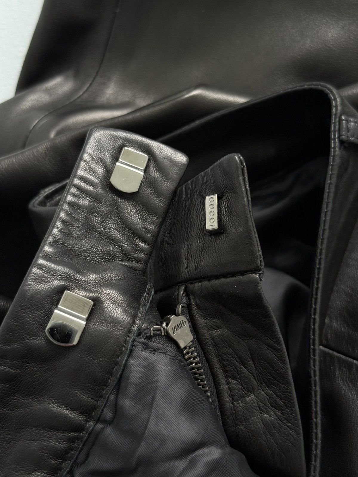 Gucci Gucci Tom Ford Era Dark Brown Black Lambskin Leather Pants Size US 35 - 16 Thumbnail