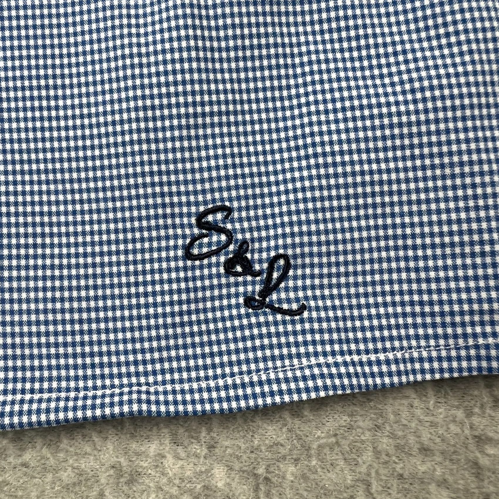 Vintage State & Liberty Gingham Plaid Stretch Long Sleeve Shirt Mens 42 Blue Performance Size US XL / EU 56 / 4 - 4 Thumbnail