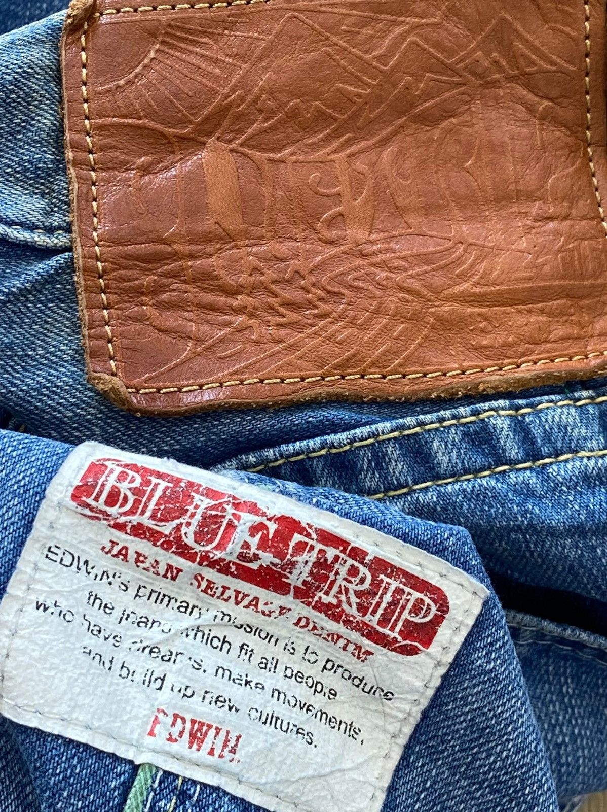 Edwin Edwin Blue Wash Ripped Style Straight Leg Jeans Size US 32 / EU 48 - 11 Thumbnail