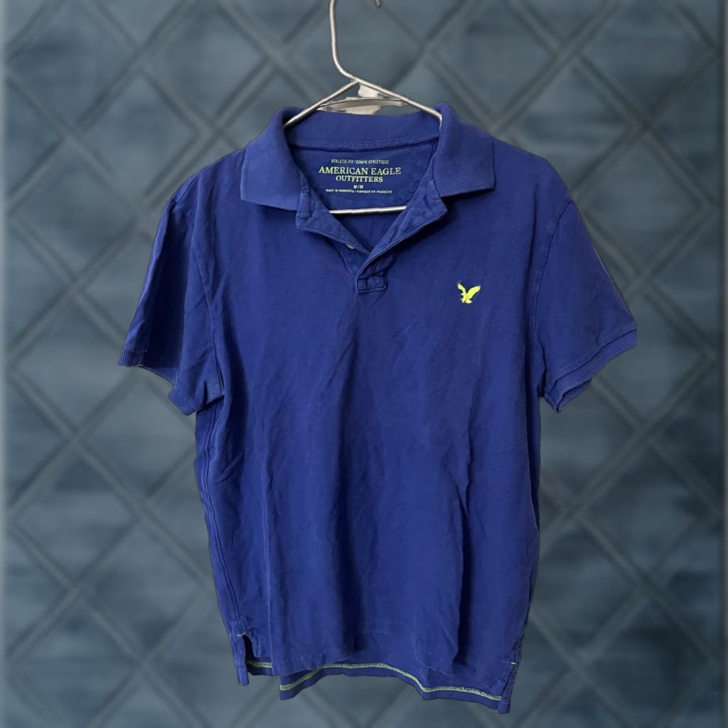 American Eagle Outfitters AMERICAN EAGLE OUTFITTERS Polo Shirt Men Blue Athletic Solid SZ M Regular Short Sleeve Size US M / EU 48-50 / 2 - 1 Thumbnail
