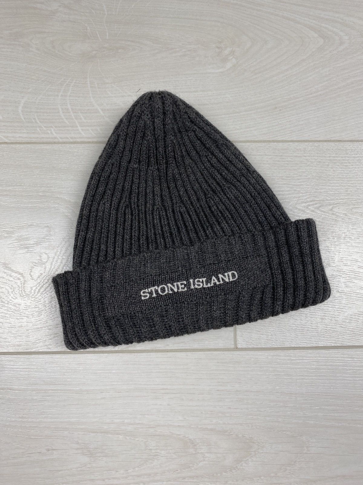 image of Stone Island Wool Beanie Hats in Grey, Men's