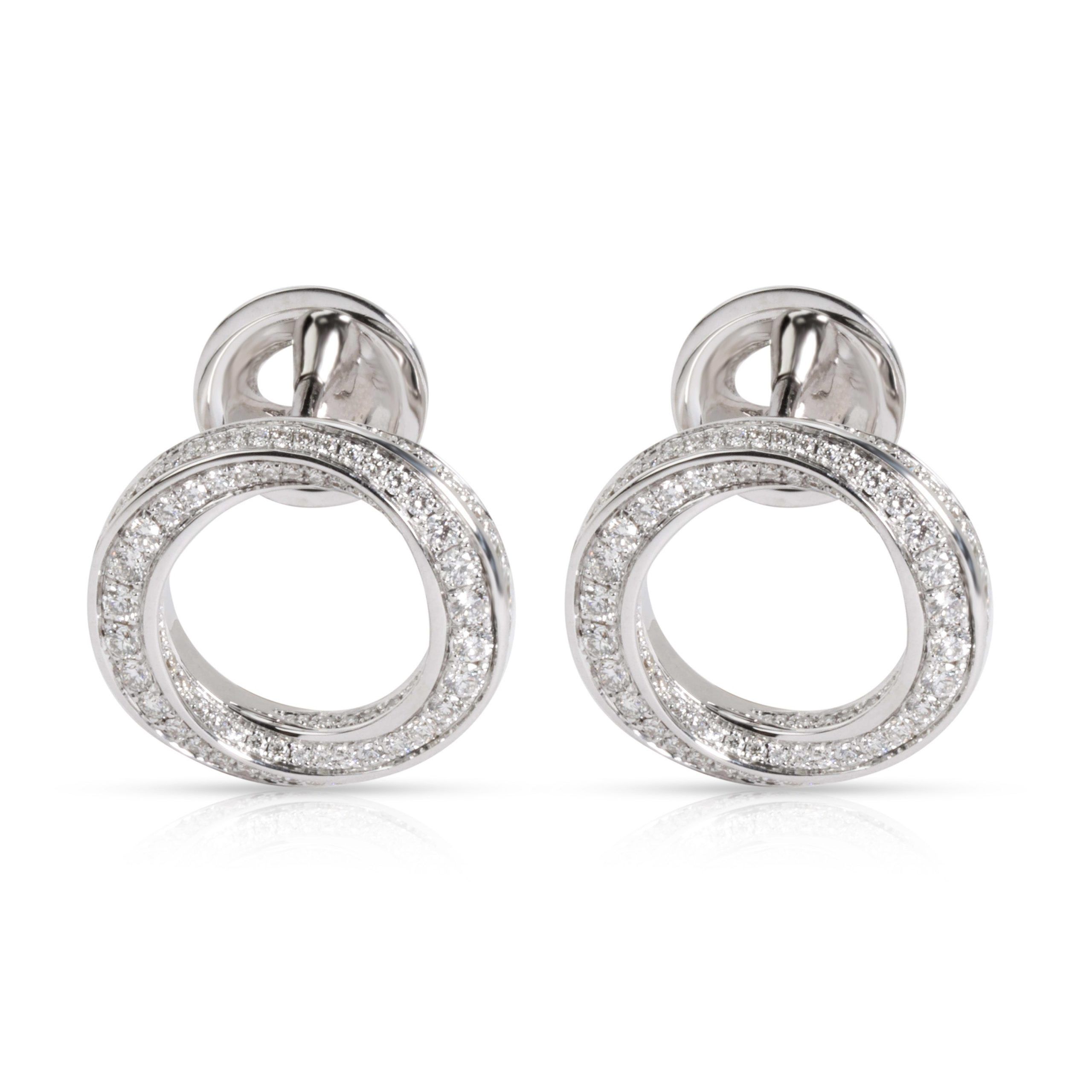 image of Graff Spiral Diamond Stud Earring In 18K White Gold 0.65 Ctw, Women's