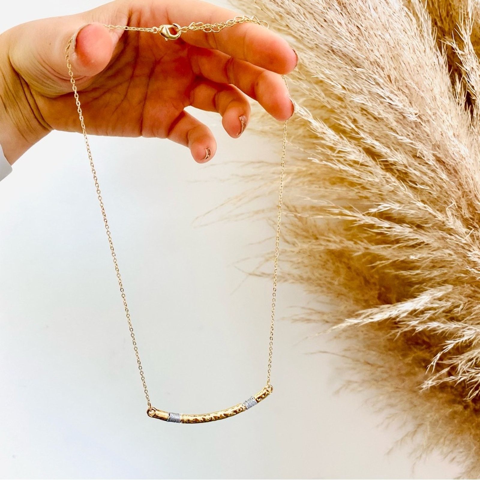 Nordstrom NEW NORDSTROM REVOLVE Gold Silver Wrap Bar Necklace Jewelry Size ONE SIZE - 2 Thumbnail