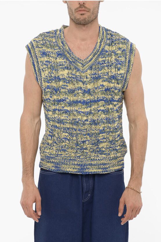 image of Andersson Bell Og1Mm0424 V-Neck Sweater In Blue, Men's (Size Small)
