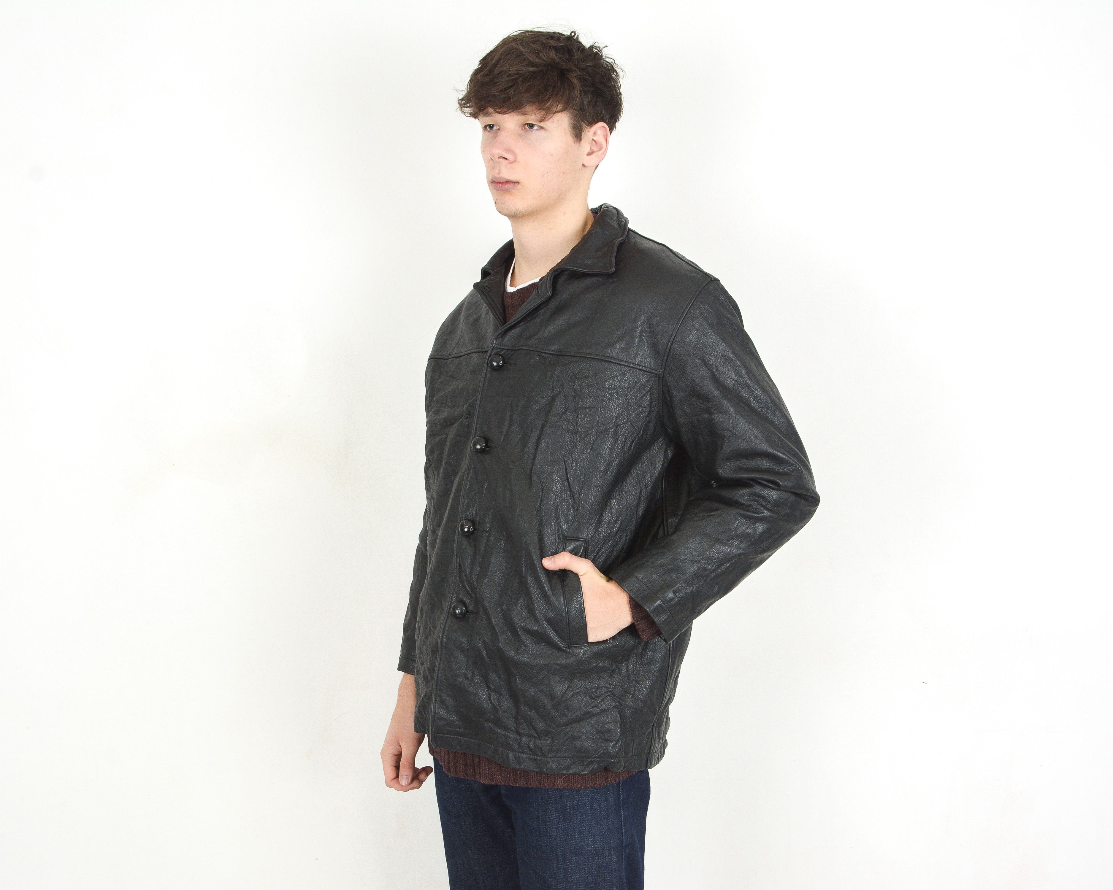 Roots × Vintage made in Canada Leather Jacket Sz L Lined Coat Men's, Jacket Size US L / EU 52-54 / 3 - 3 Thumbnail