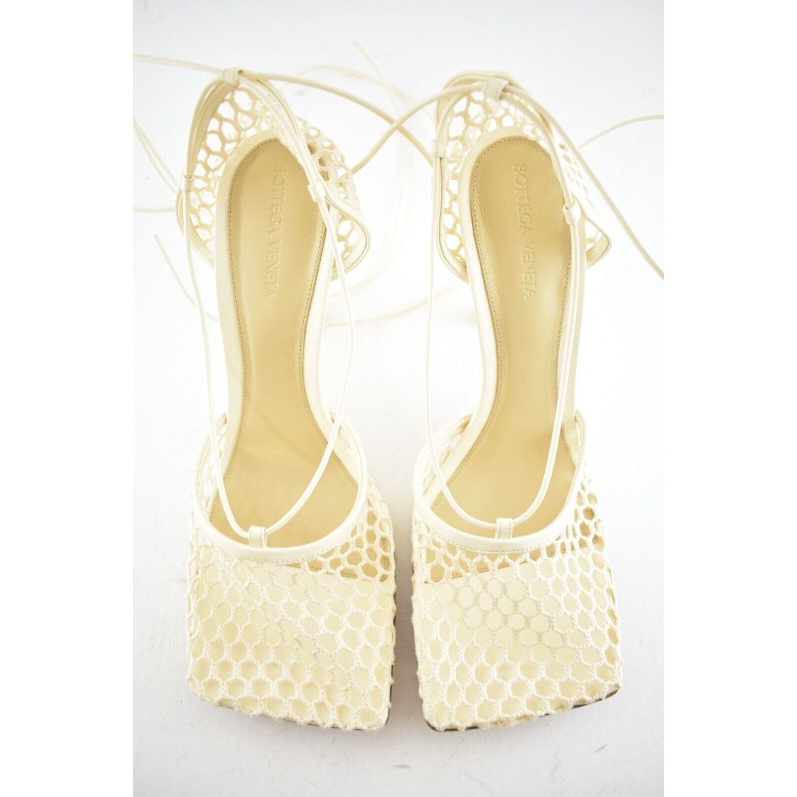 Bottega Veneta Stretch Toile Square Toe Lace Up Tie Sandal Heel Pump 42 Size US 12 / IT 42 - 7 Thumbnail