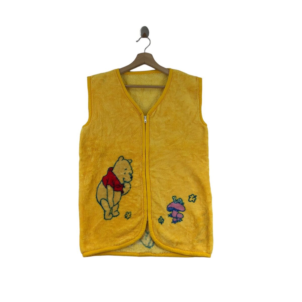 image of Disney Winnie The Pooh Fleece Vest Sleeveless Sherpa Biglogo in Yellow, Men's (Size Small)