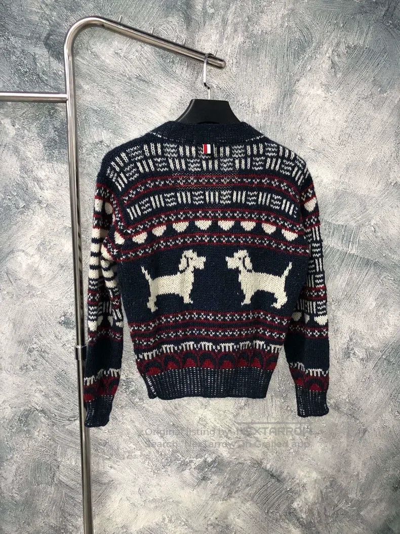Thom Browne Thom Browne Patterned Knit Cardigan - Blue Size US M / EU 48-50 / 2 - 2 Thumbnail