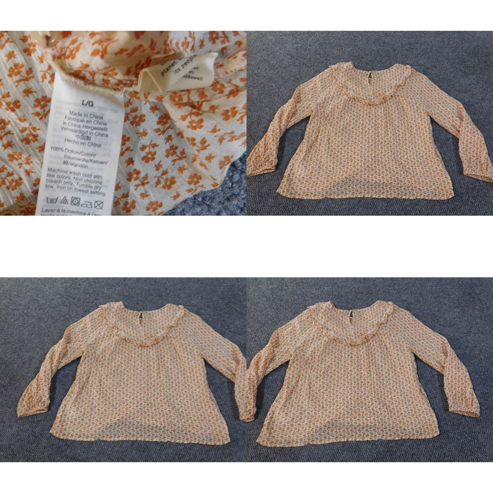 Madewell Madewell Blouse Shirt Womens L Orange Floral Woven Cotton Pullover Round Neck Casual Ruffle Size L / US 10 / IT 46 - 8 Thumbnail
