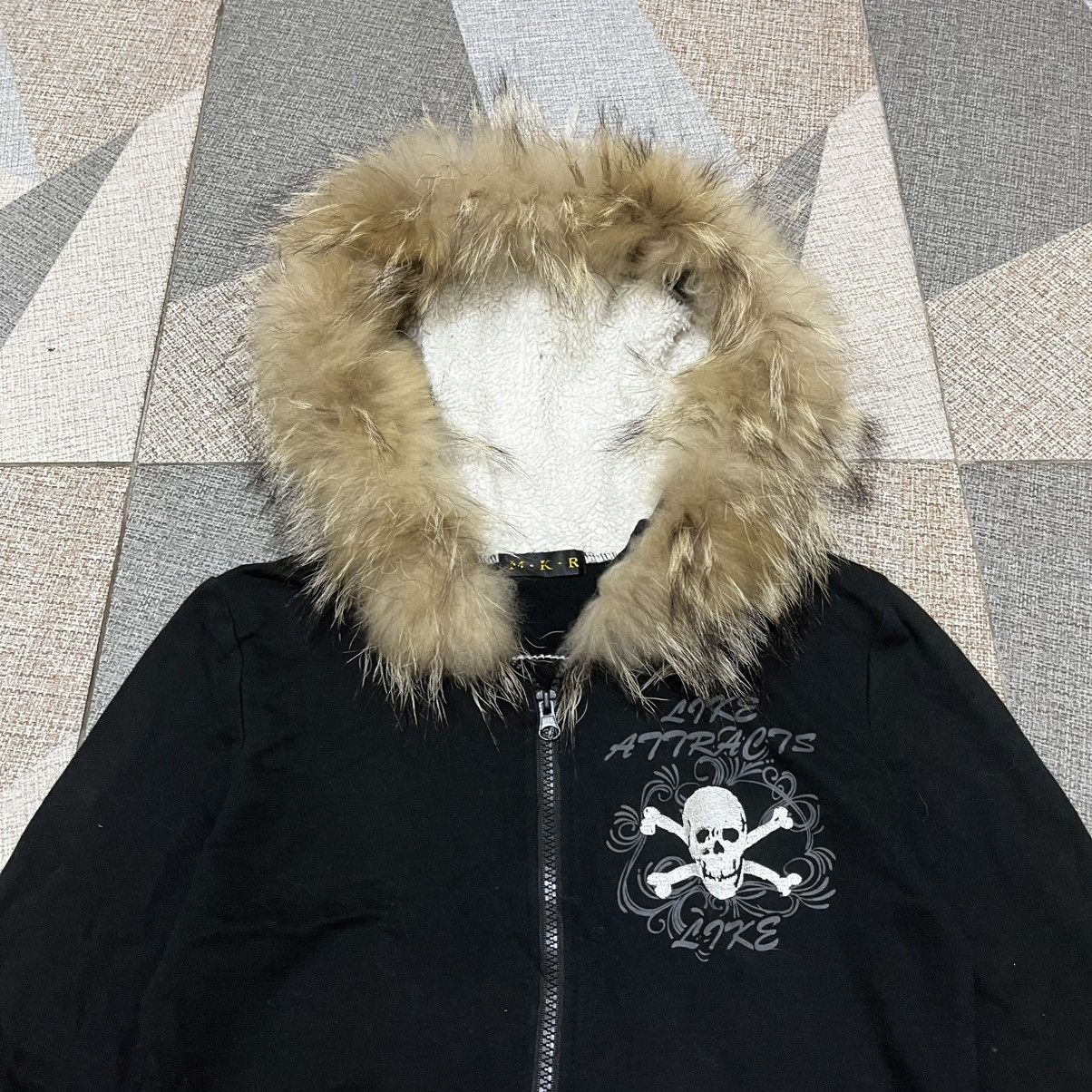 Japanese Brand Y2K MKR Skull Fur Hoodie Size US XS / EU 42 / 0 - 2 Thumbnail