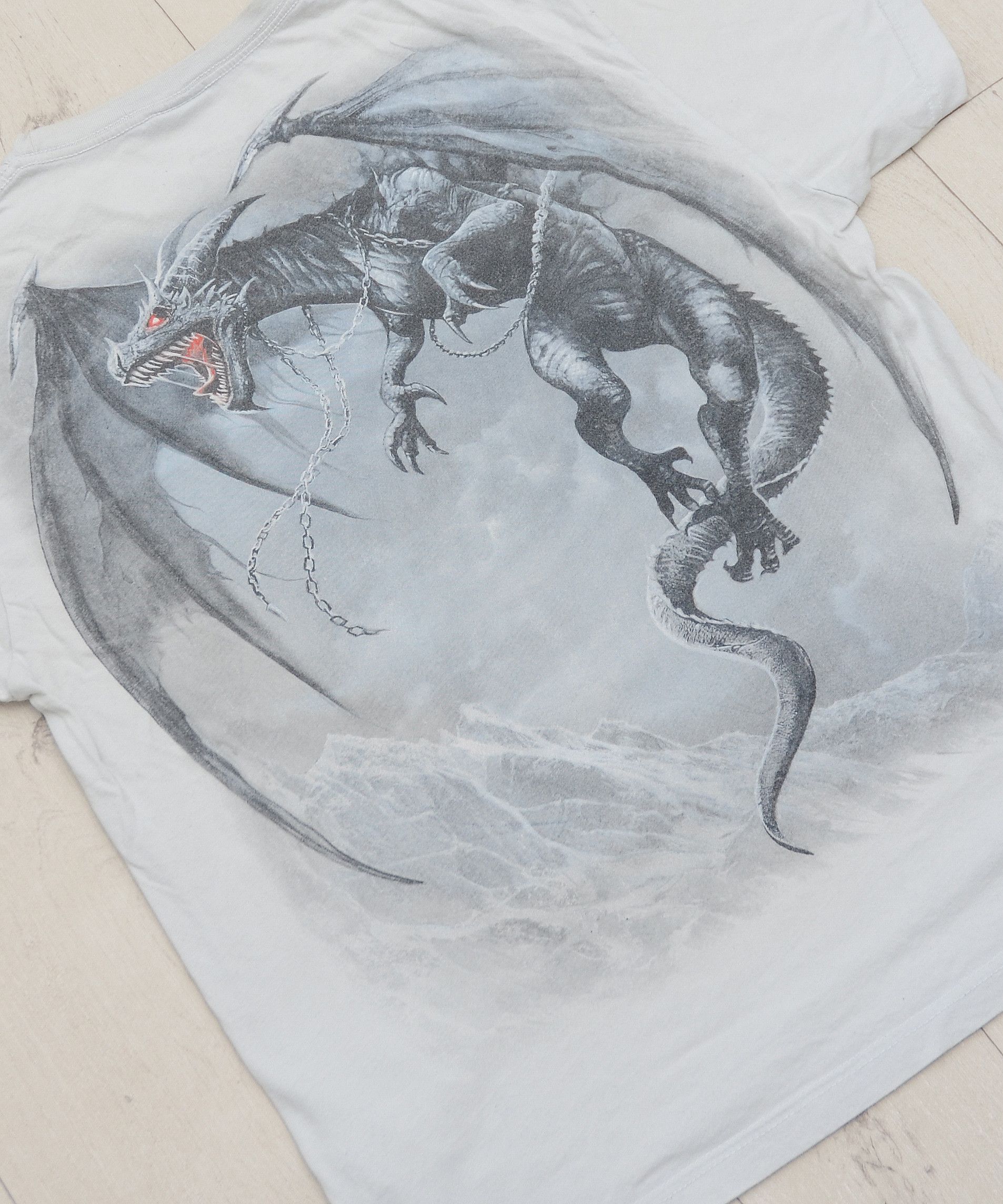 Japanese Brand × Vintage Y2K All Over Print Style Dragon T-Shirt Tee Spiral Direct Size US L / EU 52-54 / 3 - 8 Thumbnail