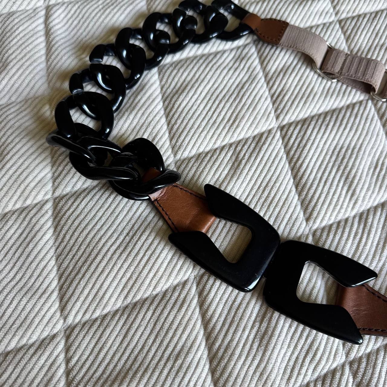 Prada Prada Black Wide Bakelite Chain Leather Belt Size ONE SIZE - 5 Thumbnail