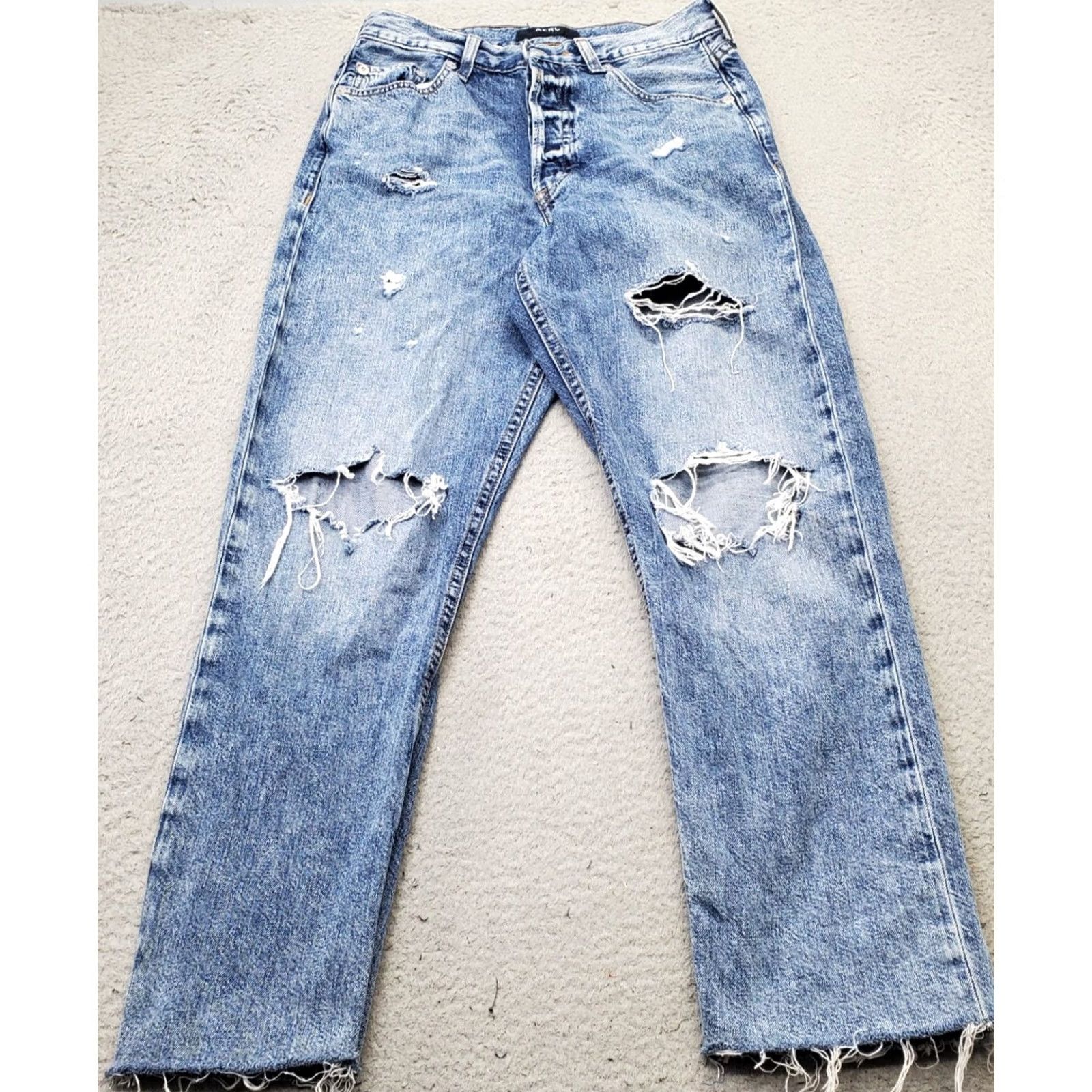 Vintage Aero Womens Jeans 4 Blue Denim High-Rise Skinny Leg Distressed Raw Hem Narrow Fit Jeans Size 27" / US 4 / IT 40 - 2 Thumbnail