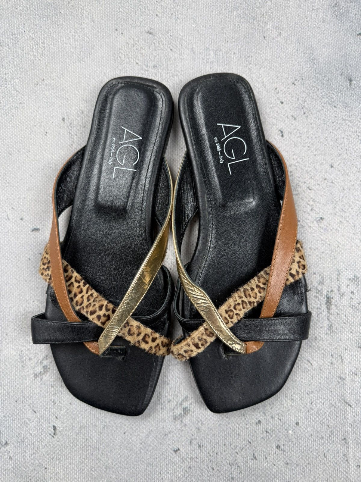 AGL AGL Archive Leather Leopard Strap Sandals Minimalist Italy Size US 10.5 / IT 40.5 - 2 Thumbnail