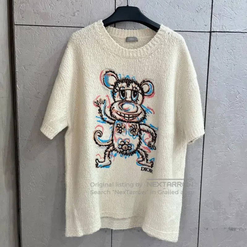 Dior Dior Beige Wool Sweater with Graphic Design . Size US XL / EU 56 / 4 - 1 Thumbnail