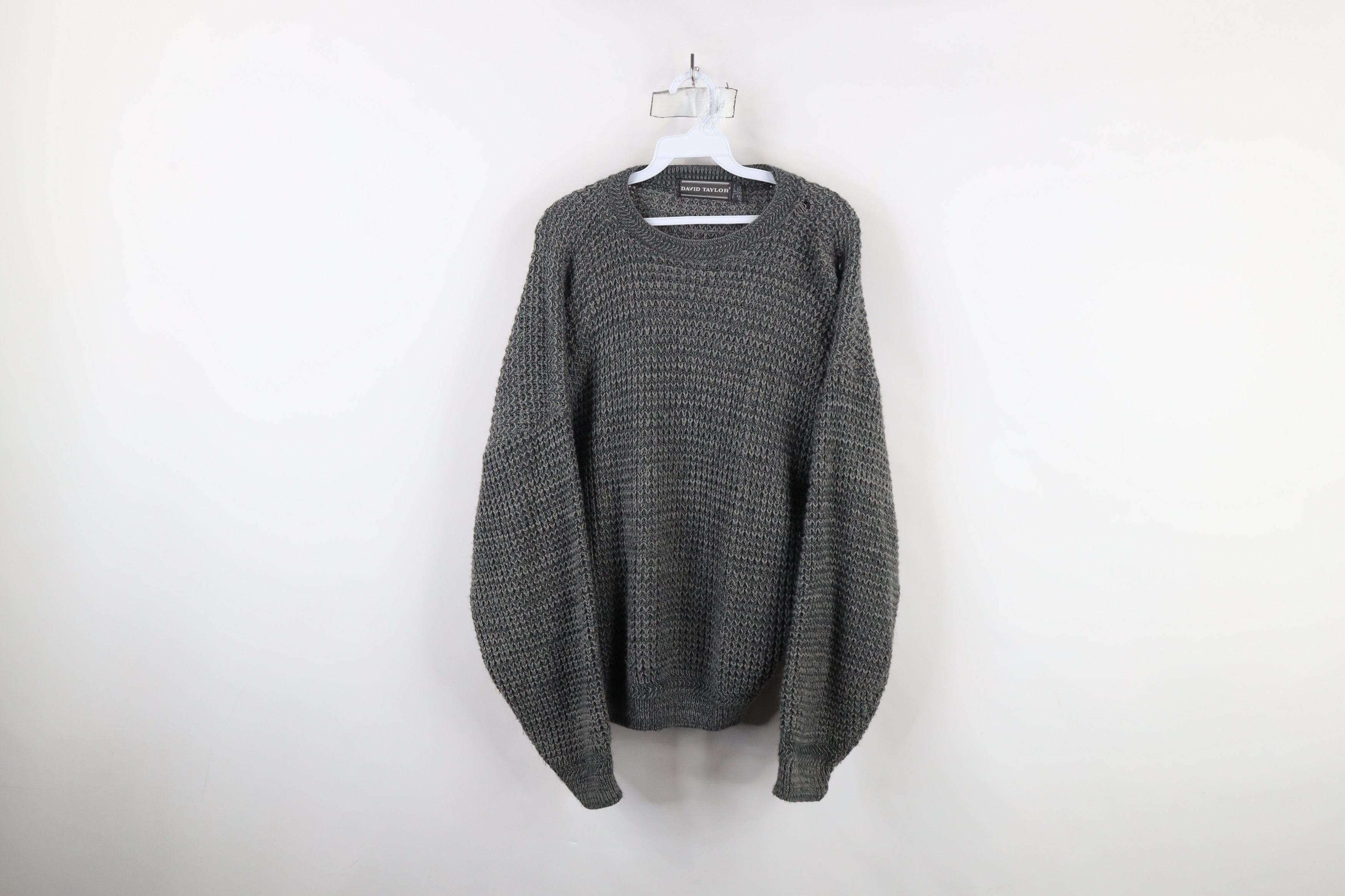 Vintage Vintage 90s Streetwear Chunky Crewneck Sweater Gray USA Size US L / EU 52-54 / 3 - 1 Thumbnail