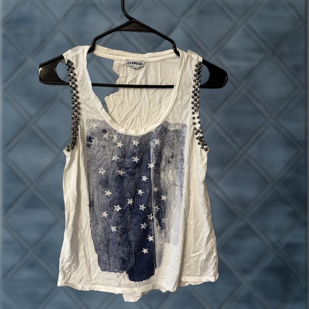 Express VINTAGE Express Women Tank Top Flowy White Beach S Size S / US 4 / IT 40 - 1 Thumbnail