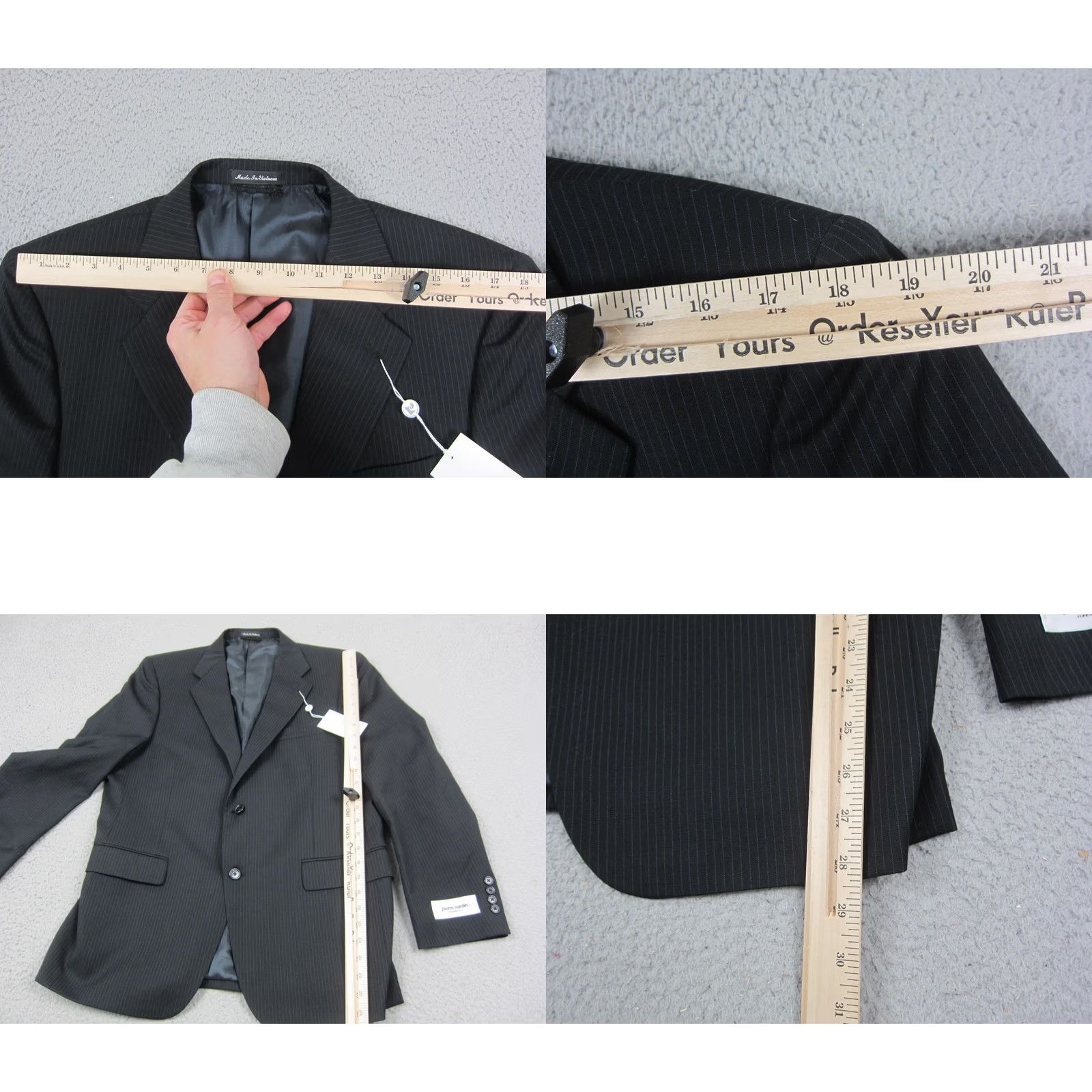 Pierre Cardin Pierre Cardin Blazer Jacket Mens 42S Black Striped Wool Regular Jacket Coat Men Black Striped Wool Blazer 90s Mens Size 42R - 10 Thumbnail