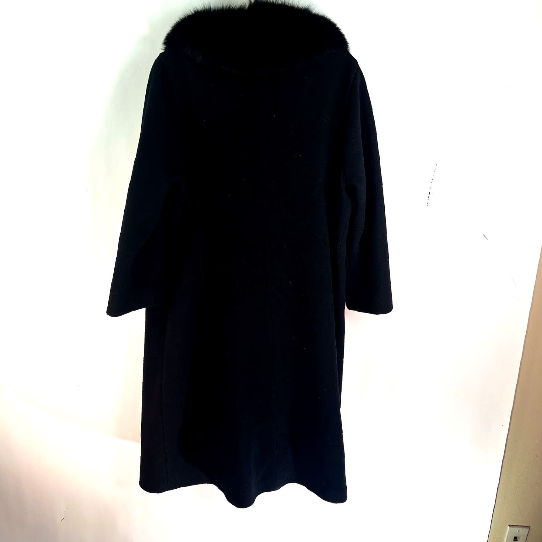 Vintage VINTAGE Forstmann 100% Wool Mink Fur Collar Coat Eveningwear Womens Size L Black 1960s Size L / US 10 / IT 46 - 7 Thumbnail